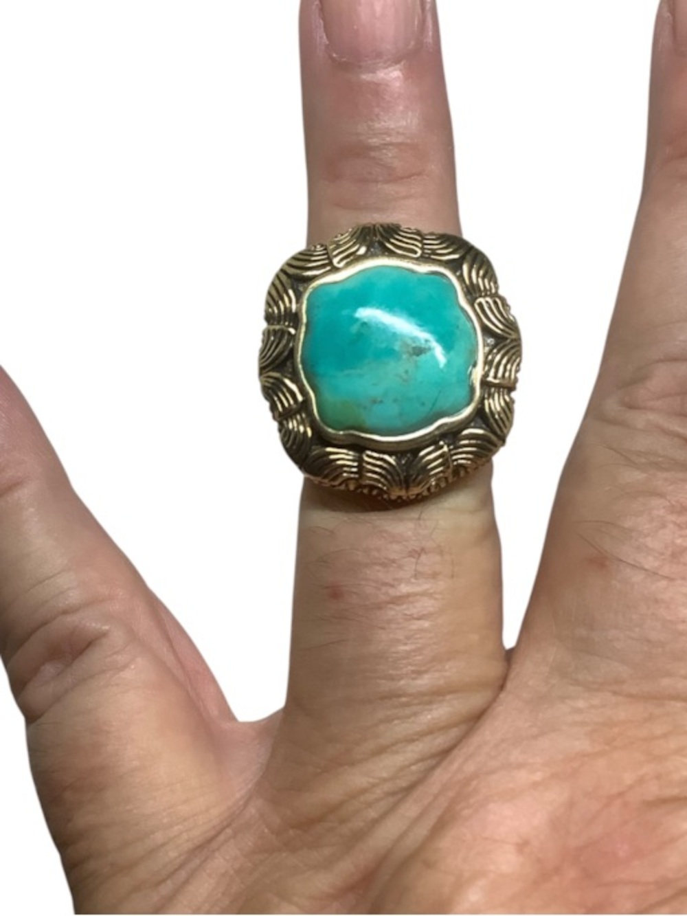 Barse Bronze blue Turquoise Statement designer Ring